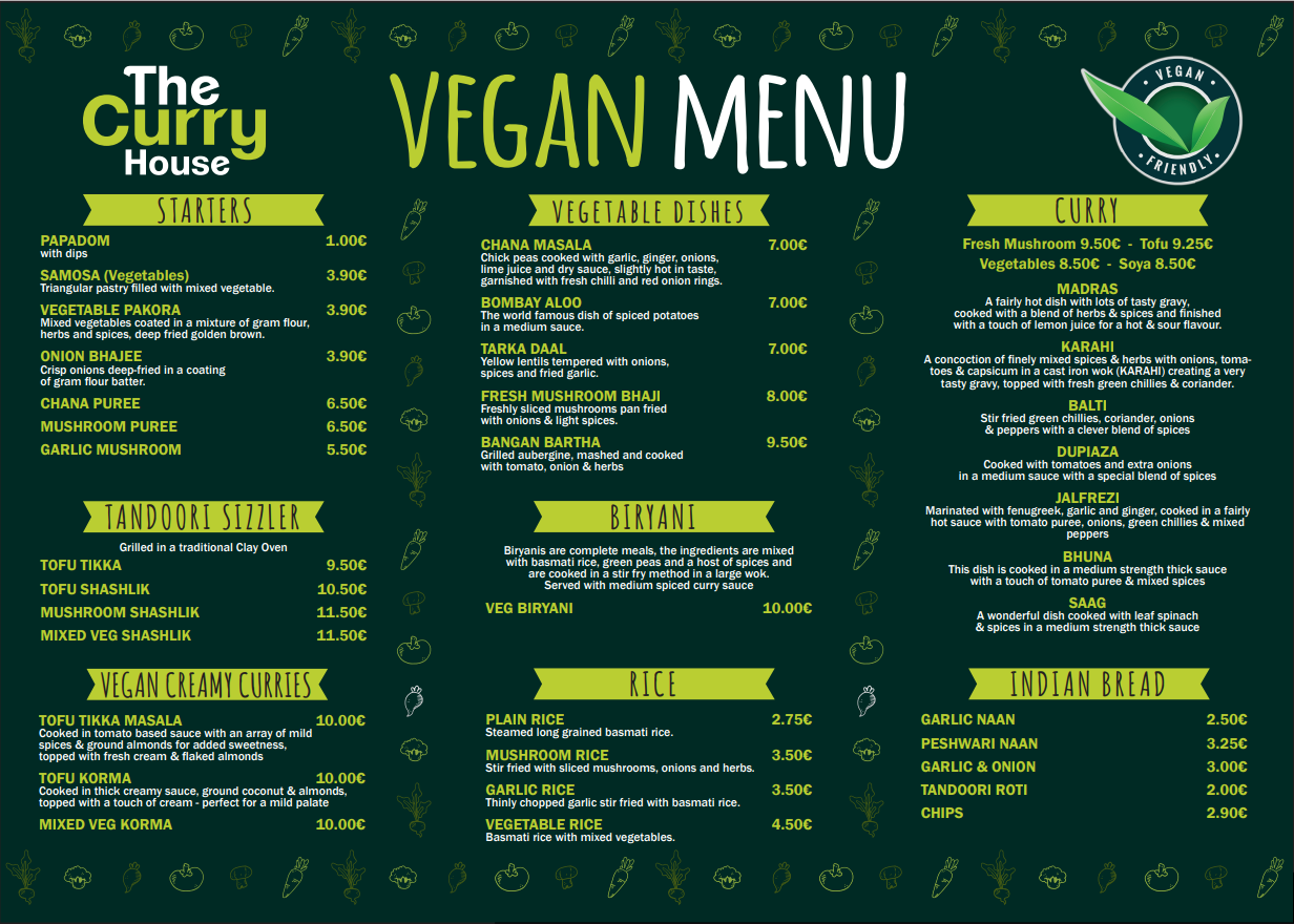 Menu Curry House Benidorm